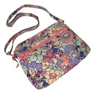 Disney x Vera Bradley Triple Zip Hipster Crossbody Minnie's Garden Party Handbag